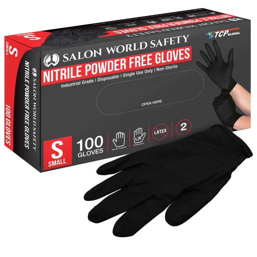 Black Nitrile Disposable Gloves, Box of 100 - Small, 4.0 Mil Thick - Latex and Powder Free, Textured Tips, Food Safe, Extra-Strong Protection