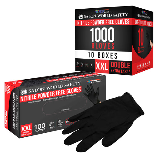 Black Nitrile Disposable Gloves, 10 Boxes of 100 - XX-Large, 4 Mil Thick - Latex and Powder Free, Textured Tips, Food Safe, Extra-Strong Protection