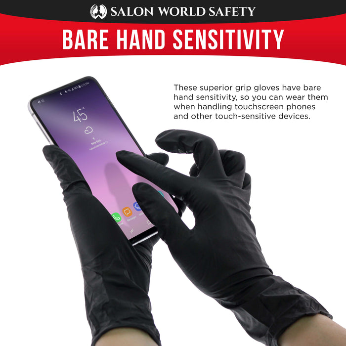 Black Nitrile Disposable Gloves, 10 Boxes of 100 - XX-Large, 4 Mil Thick - Latex and Powder Free, Textured Tips, Food Safe, Extra-Strong Protection