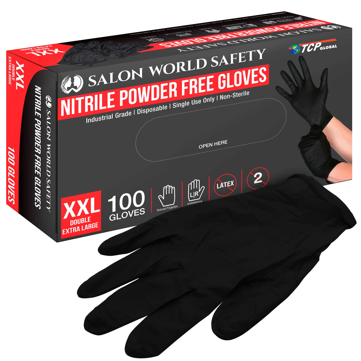 Protective Gloves Ammex Black Nitrile Gloves Medium Ammex
