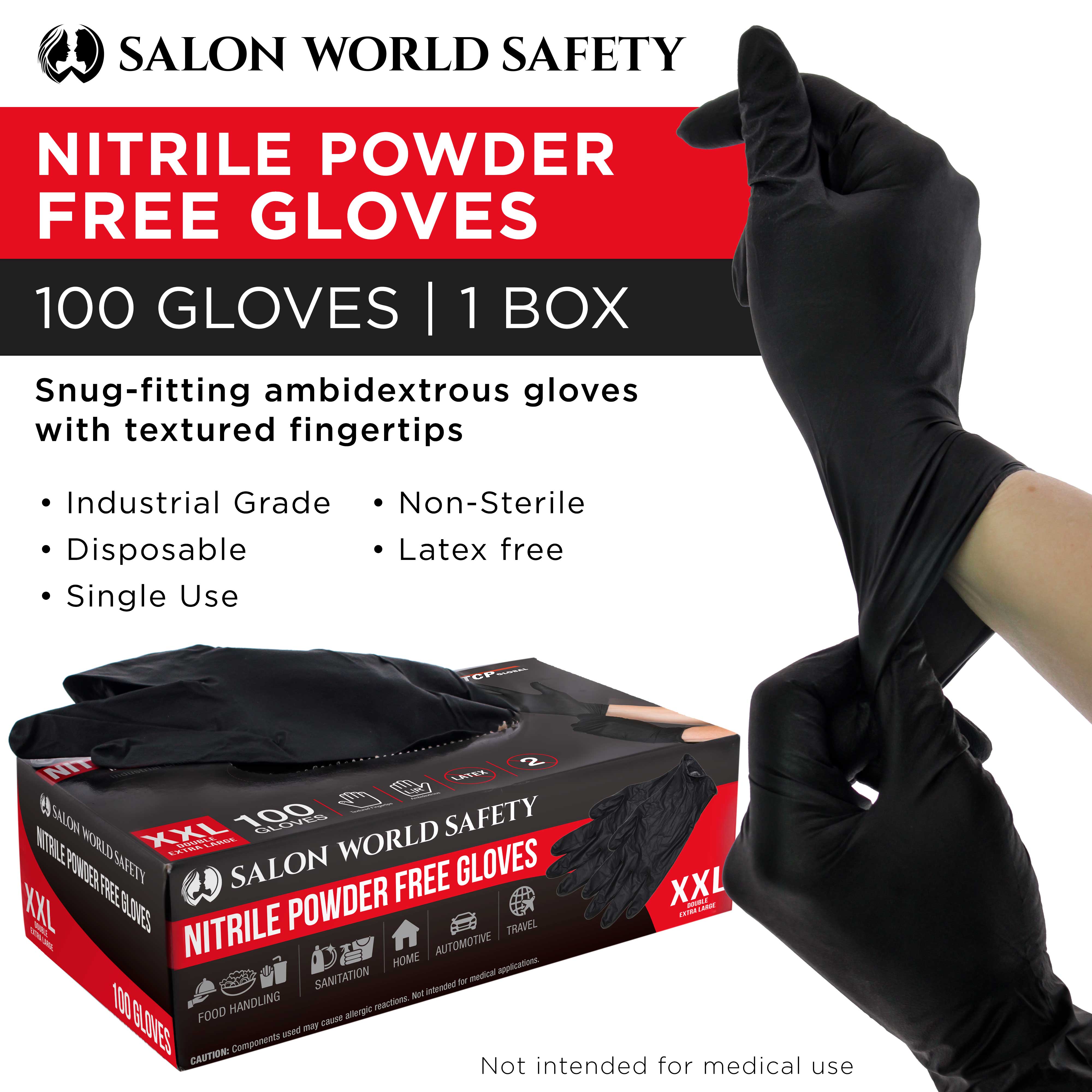 Black Nitrile Disposable Gloves, Box of 100 - XX-Large, 4 Mil