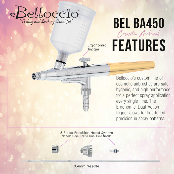 Complete Professional Turbo Tan Airbrush Sunless Tanning System; Belloccio 4 Solution Variety Pack