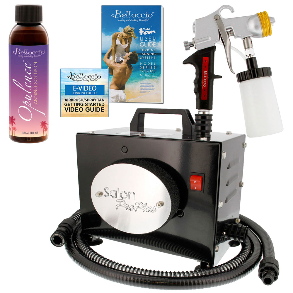 Belloccio Salon Pro Plus T200-11, 2 Stage Turbine Sunless HVLP Spray Tanning System; Free 4 oz. Belloccio Opulence Tanning Solution & Video