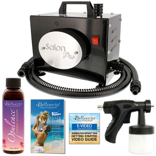 Belloccio Salon Pro T200-12, 2 Stage Turbine Sunless HVLP Spray Tanning System; Free 4 oz. Opulence Tanning Solution & User Guide Video