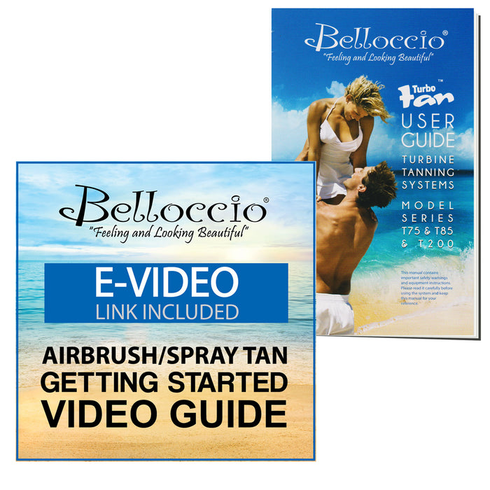 Belloccio Premium T75 Sunless HVLP Turbine Spray Tanning System; Simple Tan 4 Solution Variety Pack, Tent, Accessories & Video Link