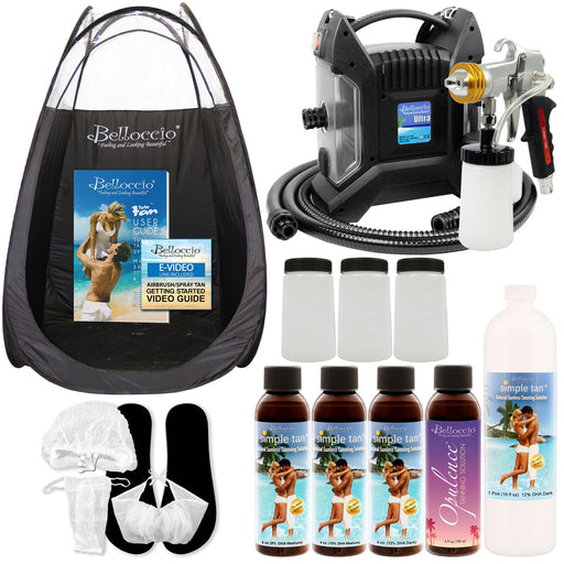 Ultra Pro Plus T85-QC-11 High Performance Sunless Turbine Spray Tanning System; G11 Metal Gun, Pint Simple Tan 12% DHA Solution