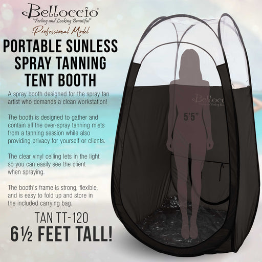 Belloccio Professional Black Airbrush and Turbine Spray Tanning Tent Booth with Nylon Carrying Bag