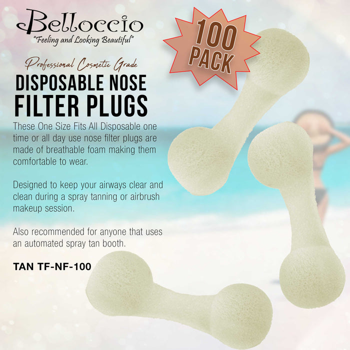 100 Disposable Nose Filter Plugs: Breathable Dust Plug, Sunless Spray Tanning, Salon, Spa