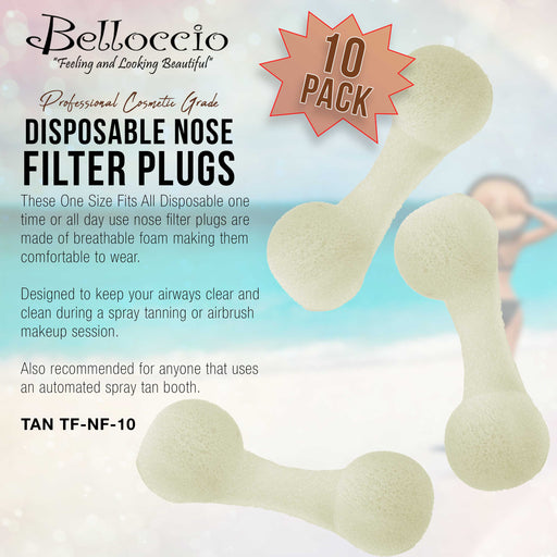 Belloccio 10 Disposable Nose Filter Plugs: Breathable Dust Plug, Sunless Spray Tanning, Salon, Spa