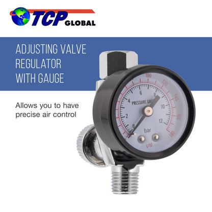 Air Adjusting Valve Regulator (1/4" NPT) with Gauge - Air Pressure Regulator for Spray Guns and Pneumatic Tools