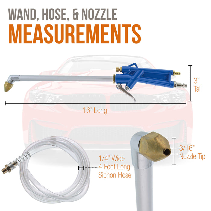 TCP Global Engine Cleaning Gun with Wand and 4 Foot Siphon Hose - Air Spray Gun Blasts Away Removes Grease, Grime, Oil and Dirt From Car Engines