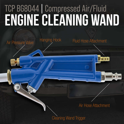 Engine Cleaning Gun with Wand and 4 Foot Siphon Hose - Air Spray Gun Blasts Away Removes Grease, Grime, Oil and Dirt From Car Engines