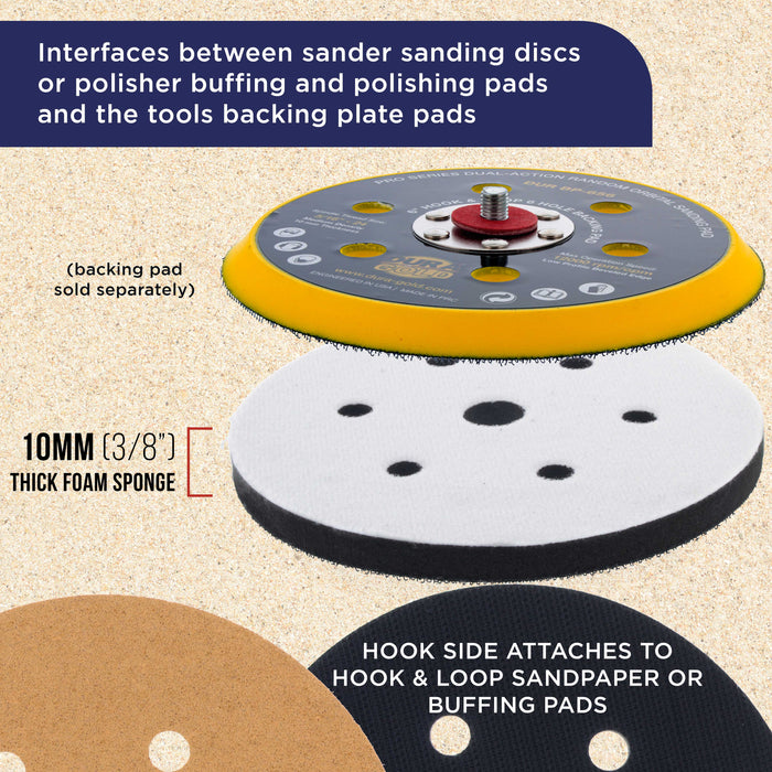 6" x 7/16" 10mm Thick DA Polisher and Sander Soft Interface Pad