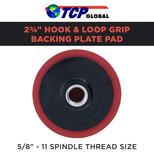 TCP Global 2-3/4" Hook & Loop Grip Backing Plate Pad, 5/8" - 11 Threads - Attach 3" Wool or Foam Buffing and Polishing Pads, Universal Size
