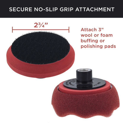 2-3/4" Hook & Loop Grip Backing Plate Pad, 5/8" - 11 Threads - Attach 3" Wool or Foam Buffing and Polishing Pads, Universal Size