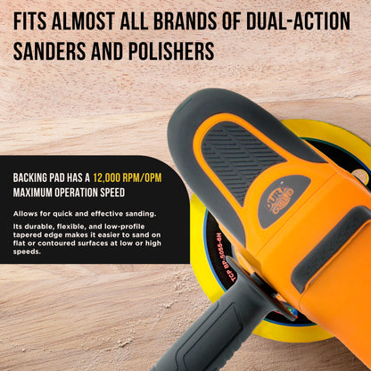 5" DA Sander & Polisher Backing Plate Pad, Hook & Loop, 6 Hole Pattern Dustless - Dual-Action Random Orbital Sanding, Auto Wood Sandpaper