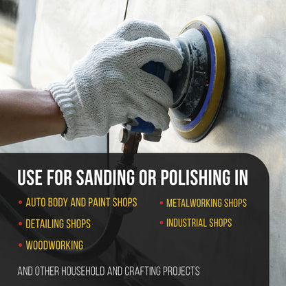 5" DA Sander & Polisher Backing Plate Pad, Hook & Loop, 6 Hole Pattern Dustless - Dual-Action Random Orbital Sanding, Auto Wood Sandpaper