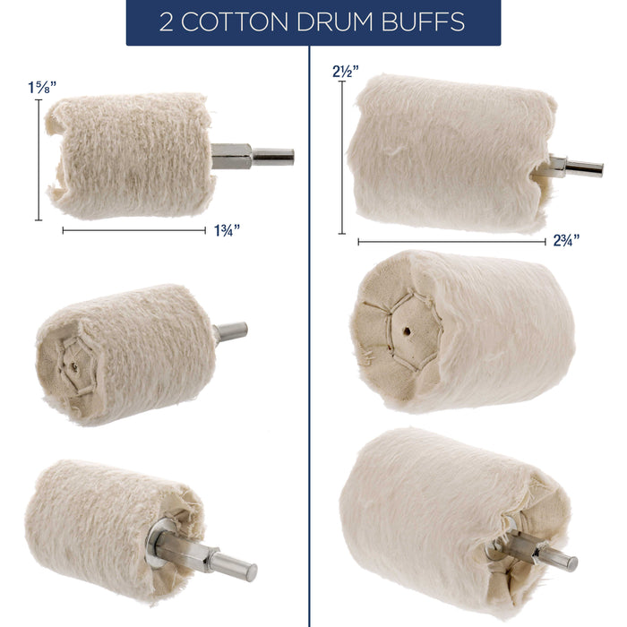 7 Piece Cotton Buffing & Polishing Pad Wheel Set for Drills - Polish Buff Rims