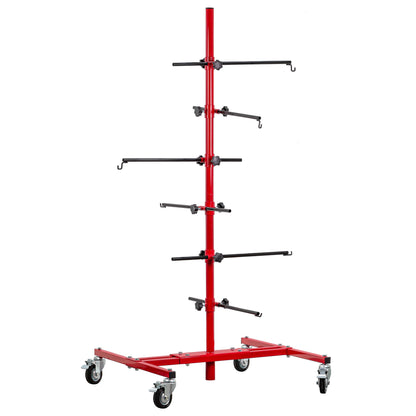 Auto Panel Tree Paint Stand Holder with Adjustable Center Post - Hook Levers Securely Hang Automotive Panels, Doors, Fenders, Bumpers, Car Parts