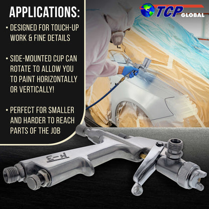 .8mm Miniature "Pistol Grip" Gravity Feed Spray Gun with .5mm & 1.0mm tips & Side Mounted Cup