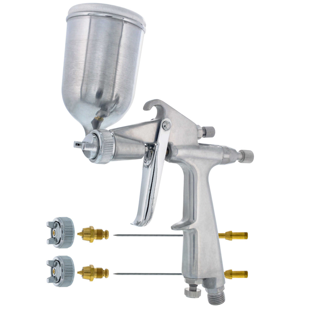 .8mm Miniature "Pistol Grip" Gravity Feed Spray Gun with .5mm & 1.0mm tips & Side Mounted Cup