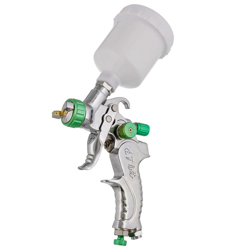 HVLP Mini Detail Touch Up Spray Gun Set - 1.0 mm Stainless Steel Fluid Tip Nozzle, 125cc Plastic Cup, Full Adjustment Control Knobs for Spray Pattern, Fluid & Air Pressure