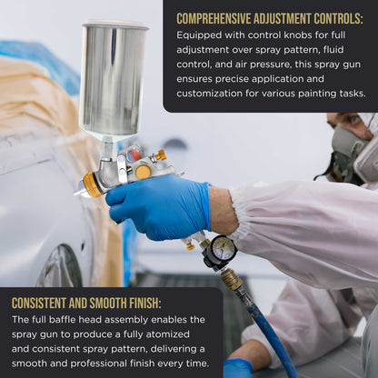 Professional HVLP Spray Gun 1.3mm - Gravity Feed Auto Paint Gun Kit for Basecoat, Clearcoat, Primer - Spray Guns Paint Sprayer with Air Compressor