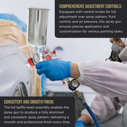 Professional HVLP Spray Gun 1.4mm - Gravity Feed Auto Paint Gun Kit for Basecoat, Clearcoat, Primer - Spray Guns Paint Sprayer with Air Compressor