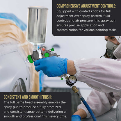 Professional HVLP Spray Gun 2.0mm - Gravity Feed Auto Paint Gun Kit for Basecoat, Clearcoat, Primer - Spray Guns Paint Sprayer with Air Compressor