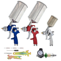 HVLP Spray Gun Kit for Auto Paint - Set of 3 Sprayers (1.0mm, 1.4mm, 1.8mm) with Cups & Air Regulator - Auto Spray Paint Gun Set for Primer, Topcoat