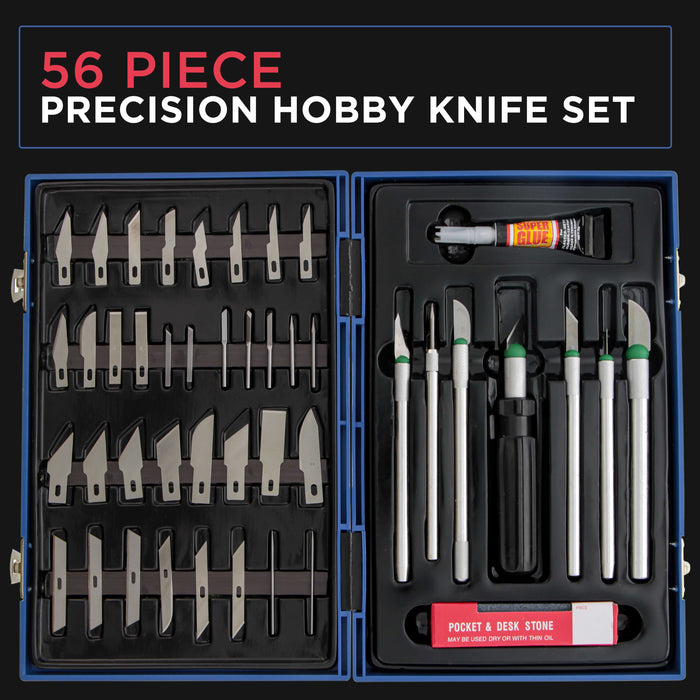 48 Piece Precision Hobby Knife Set with 7 Knife Handles, 40 Precision Blades and Case