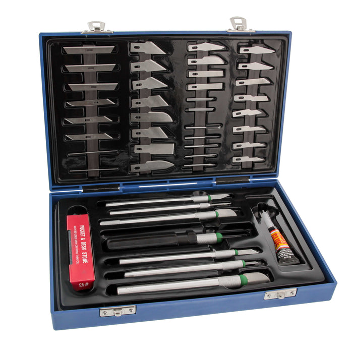 48 Piece Precision Hobby Knife Set with 7 Knife Handles, 40 Precision Blades and Case