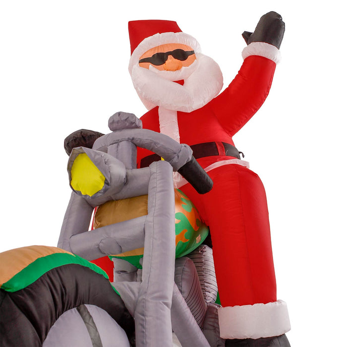 Christmas Masters 6 Foot Inflatable Santa Claus Riding a Motorcycle with Hand Up Waving Hello LED Lights Indoor Outdoor Yard Lawn Decoration - Chopper Paint Set Ornaments Waterproof