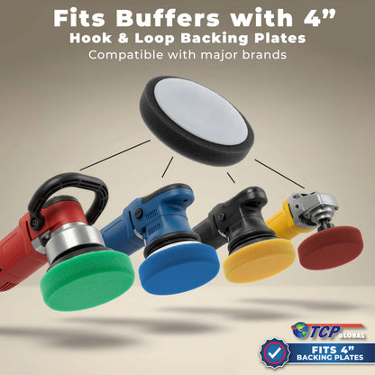 4 Inch Buffing Pads Set - 5 Smooth Flat Foam Buffer Pads & 1 Wool Pad for Orbital Buffers, DA Polish Pad for Paint Correction, Polishing Kit