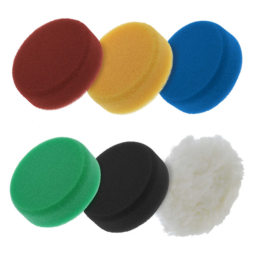 6 Pad Kit of 4" DA Polishing Pads with 5 Smooth Foam & 1 Wool Grip Pads