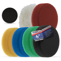 4 Inch Buffing Pads Set - 5 Smooth Flat Foam Buffer Pads & 1 Wool Pad for Orbital Buffers, DA Polish Pad for Paint Correction, Polishing Kit
