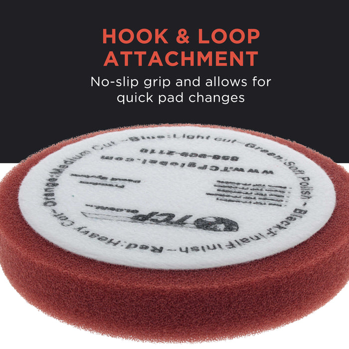 6 Pad Set of 6.5" Flat Foam & Wool Buffing & Polishing Hook & Loop Grip Pads Kit
