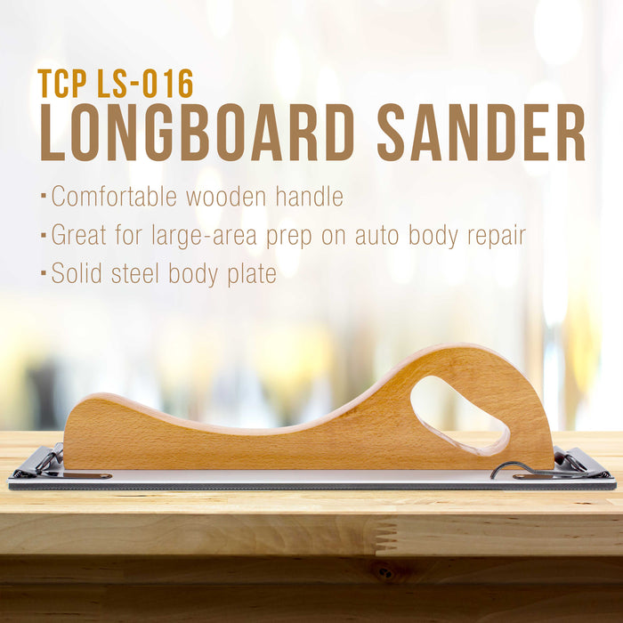 Wooden Handle Longboard Sander 16.5" Long - Block Sander, Auto Body Sanding Blocks, Straight Line Sanding Block Automotive & Woodworking