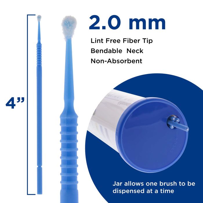 TCP Global Eyelash Extension Micro Brushes, 100 Medium 2.0 mm Tip Size Blue Disposable Brush Applicators - Apply Makeup, Paint Touch Up