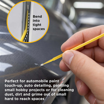 TCP Global Paint Touch Up Micro Brushes, 100 Fine 1.5 mm Tip Size Yellow Brush Applicators - Auto Body Shop, Auto Car Detailing, Hobby