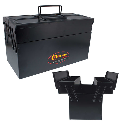 Custom Shop Metal Folding Storage Box - Toolbox, Storing Auto & Household Tools, Auto Body Tools, Pinstriping Supplies, Tackle, Organizer Compartments