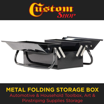 Metal Folding Storage Box - Toolbox, Storing Auto & Household Tools, Auto Body Tools, Pinstriping Supplies, Tackle, Organizer Compartments