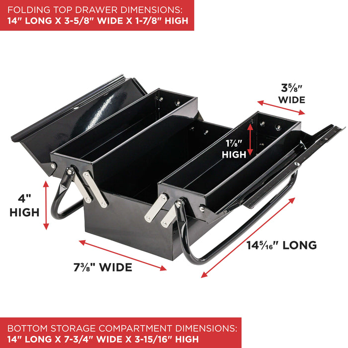 Custom Shop Metal Folding Storage Box - Toolbox, Storing Auto & Household Tools, Auto Body Tools, Pinstriping Supplies, Tackle, Organizer Compartments