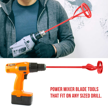 Paint Mixer Attachment (Set of 2) - 15.5" & 14" Drill Paddle Mixer with 3/8" & 5/16" Hex Shafts for Mixing 1 to 5 Gallons of Paint, Epoxy Resin