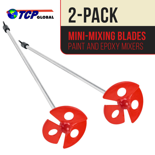TCP Global Paint, Epoxy Resin, Mud Power Mixer Blade Drill Tool for Mixing Quarts and Gallons (2 Pack) - 10" Long, 1/4" Round Drill Shaft,2.5" Paddles