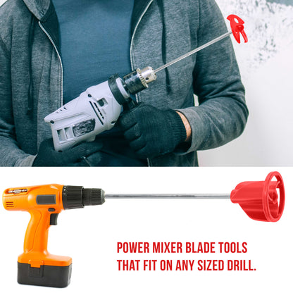 Paint Mixer Attachment (Set of 2) - 14" Drill Paddle Mixer with 1/4" Round & 5/16" Hex Shafts, 3" Paddles - Mix 1 Quart to 2.5 Gallons of Paint
