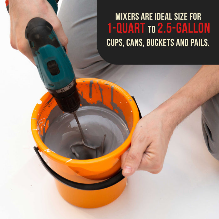 paint pot mixer Paint Mixer Attachment (Set of 2) - 14" Drill Paddle Mixer with 1/4" Round & 5/16" Hex Shafts, 3" Paddles