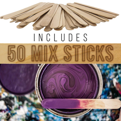 10 oz. (300ml) Graduated Plastic Mixing Cups - Box of 50 with 50 Mixing Sticks - Disposable Plastic Measuring Cups for Liquids, Paints, Resin, Epoxy