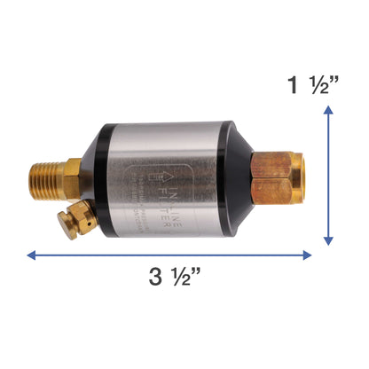 Mini In-Line Air Filter, Oil and Water Separator - Aluminum Body with Drain Valve, Water Trap, Air Dryer, Remove Moisture Dirt, Hose, Tools