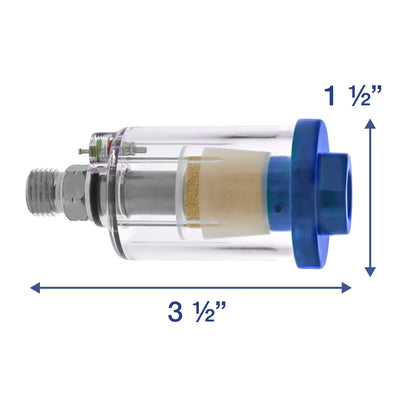 Mini In-Line Air Filter (2 Pack) - Water & Oil Separator with Drain Valve - Water Trap, Air Dryer, Removes Moisture, Dirt - Use on Compressor Hose